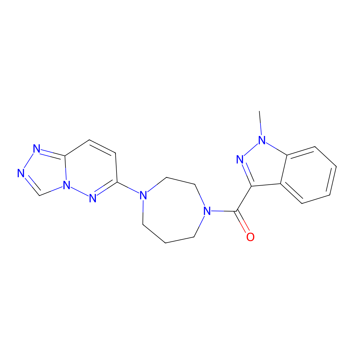 1-methyl-3-(4-{[1,2,4]triazolo[4,3-b]pyridazin-6-yl}-1,4-diazepane-1-carbonyl)-1H-indazole molecular structure, CAS 2379996-79-7