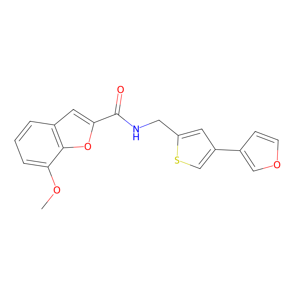 N-[[4-(Furan-3-yl)thiophen-2-yl]methyl]-7-methoxy-1-benzofuran-2-carboxamide molecular structure, CAS 2379996-94-6