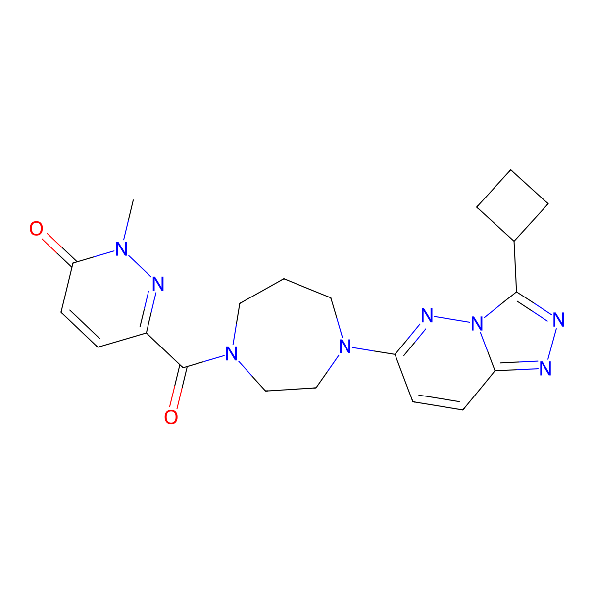 6-(4-{3-Cyclobutyl-[1,2,4]triazolo[4,3-b]pyridazin-6-yl}-1,4-diazepane-1-carbonyl)-2-methyl-2,3-dihydropyridazin-3-one molecular structure, CAS 2379997-01-8
