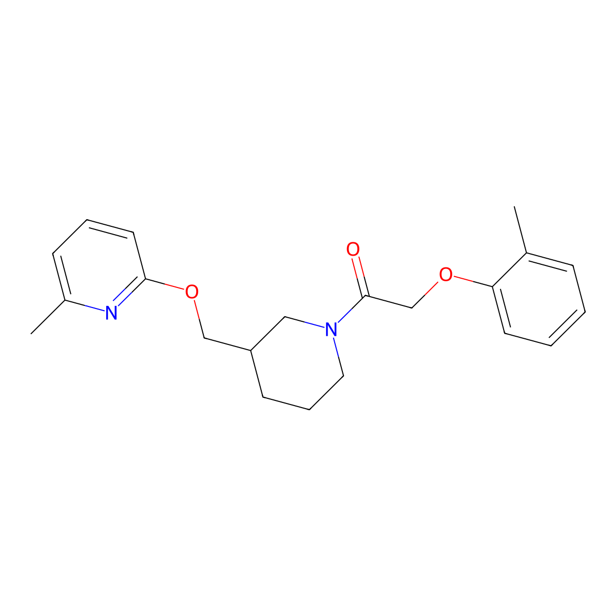 2-(2-Methylphenoxy)-1-(3-{[(6-methylpyridin-2-yl)oxy]methyl}piperidin-1-yl)ethan-1-one molecular structure, CAS 2379997-02-9