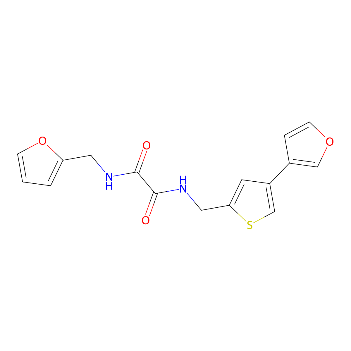 N'-[(furan-2-yl)methyl]-N-{[4-(furan-3-yl)thiophen-2-yl]methyl}ethanediamide molecular structure, CAS 2379997-04-1