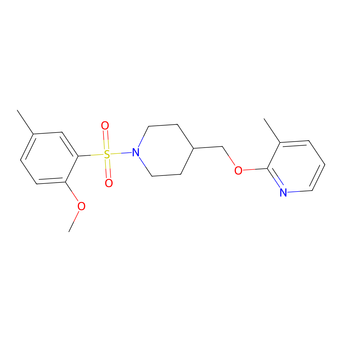 2-{[1-(2-Methoxy-5-methylbenzenesulfonyl)piperidin-4-yl]methoxy}-3-methylpyridine molecular structure, CAS 2379997-10-9
