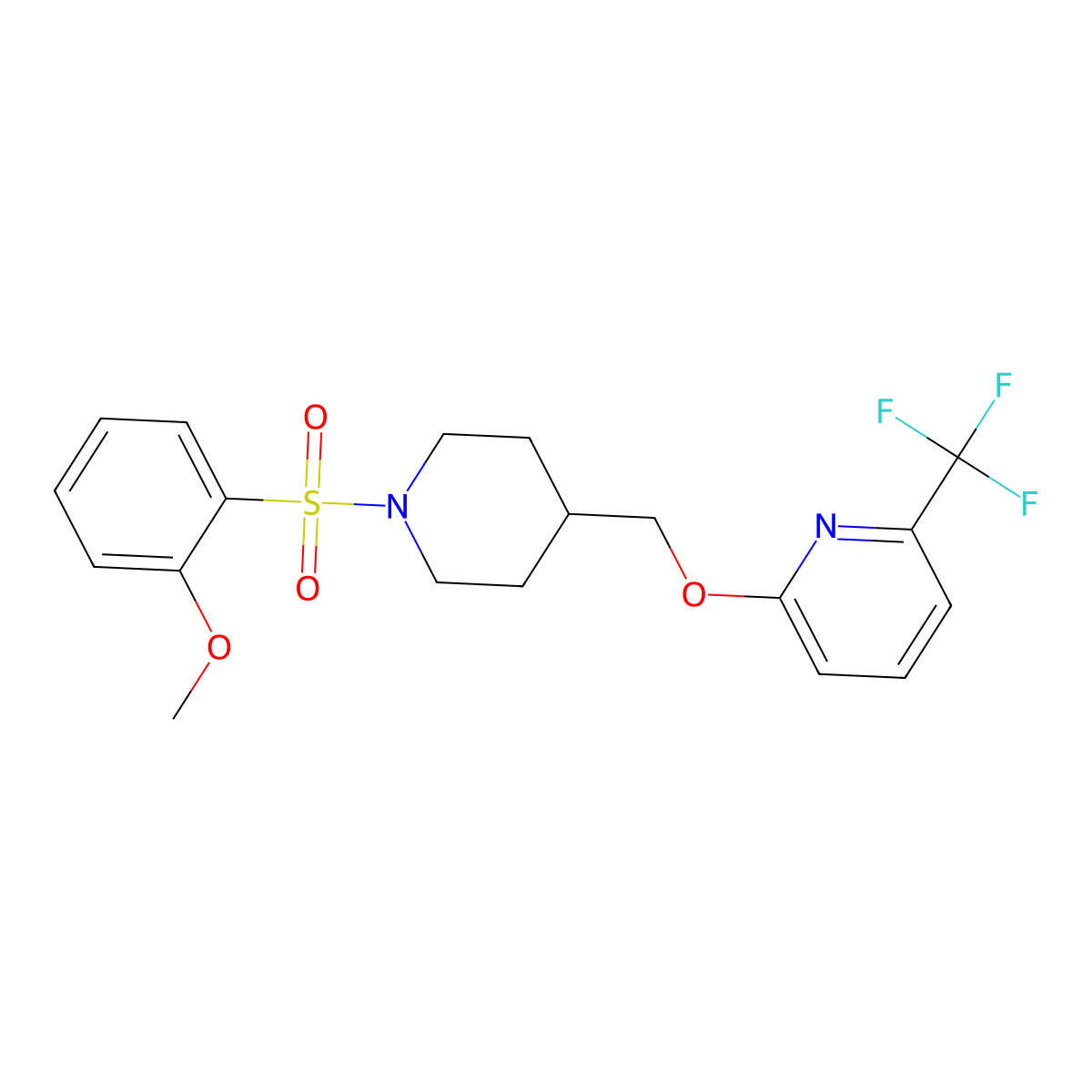 2-{[1-(2-Methoxybenzenesulfonyl)piperidin-4-yl]methoxy}-6-(trifluoromethyl)pyridine molecular structure, CAS 2379997-13-2