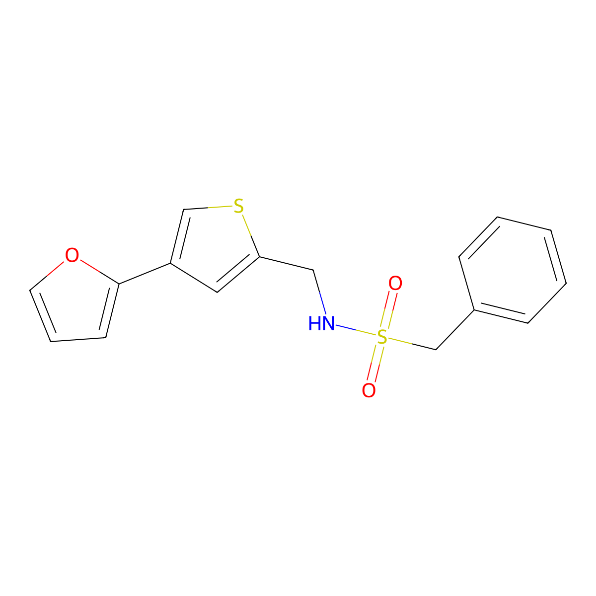 N-{[4-(furan-2-yl)thiophen-2-yl]methyl}-1-phenylmethanesulfonamide molecular structure, CAS 2379997-18-7
