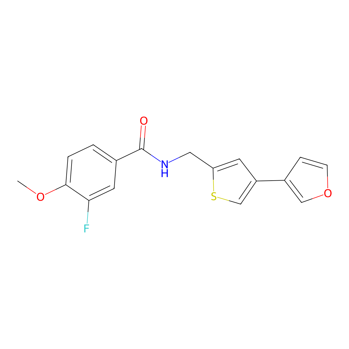 3-fluoro-N-{[4-(furan-3-yl)thiophen-2-yl]methyl}-4-methoxybenzamide molecular structure, CAS 2379997-20-1