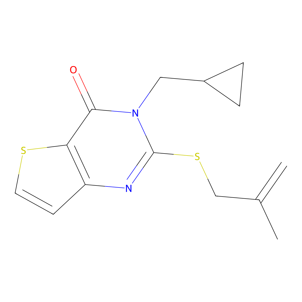 3-(cyclopropylmethyl)-2-[(2-methylprop-2-en-1-yl)sulfanyl]-3H,4H-thieno[3,2-d]pyrimidin-4-one molecular structure, CAS 2379997-24-5