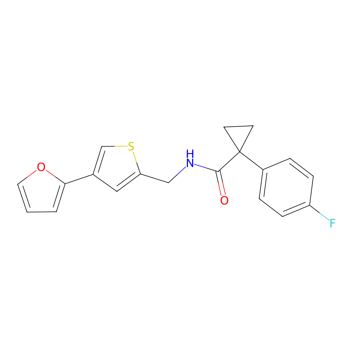 1-(4-fluorophenyl)-N-{[4-(furan-2-yl)thiophen-2-yl]methyl}cyclopropane-1-carboxamide molecular structure, CAS 2379997-33-6