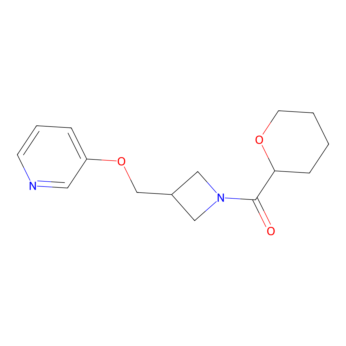 3-{[1-(Oxane-2-carbonyl)azetidin-3-yl]methoxy}pyridine molecular structure, CAS 2379997-34-7