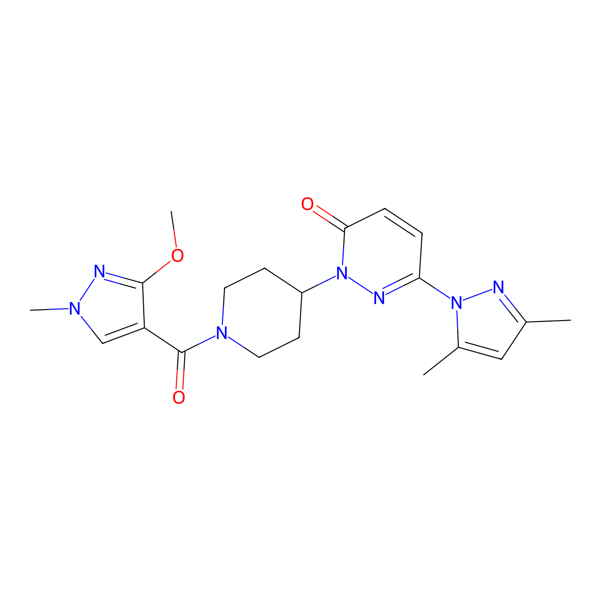 6-(3,5-dimethyl-1H-pyrazol-1-yl)-2-[1-(3-methoxy-1-methyl-1H-pyrazole-4-carbonyl)piperidin-4-yl]-2,3-dihydropyridazin-3-one molecular structure, CAS 2379997-35-8