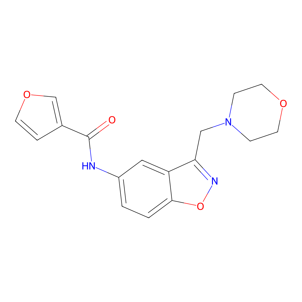 N-{3-[(morpholin-4-yl)methyl]-1,2-benzoxazol-5-yl}furan-3-carboxamide molecular structure, CAS 2379997-37-0