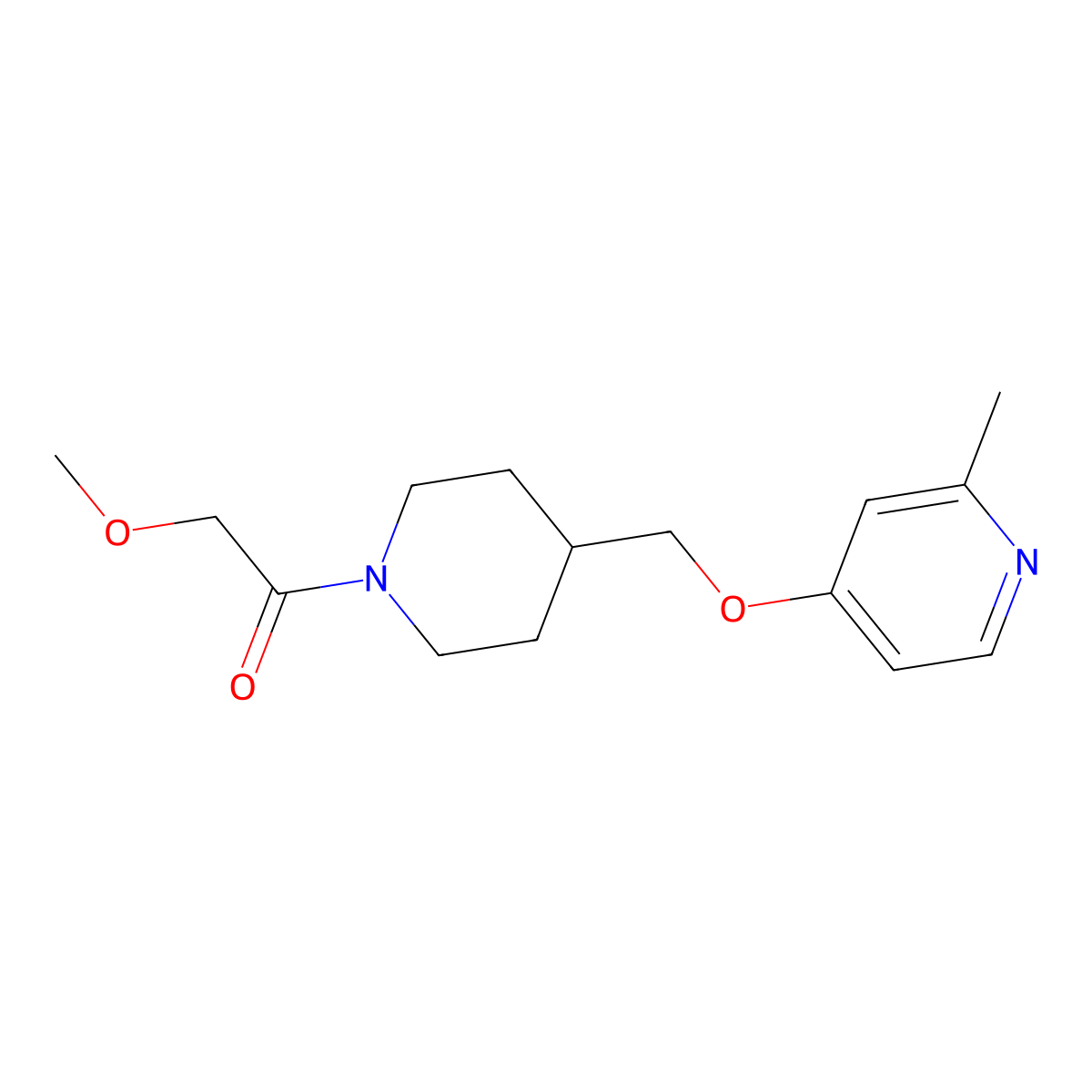 2-Methoxy-1-(4-{[(2-methylpyridin-4-yl)oxy]methyl}piperidin-1-yl)ethan-1-one molecular structure, CAS 2379997-43-8