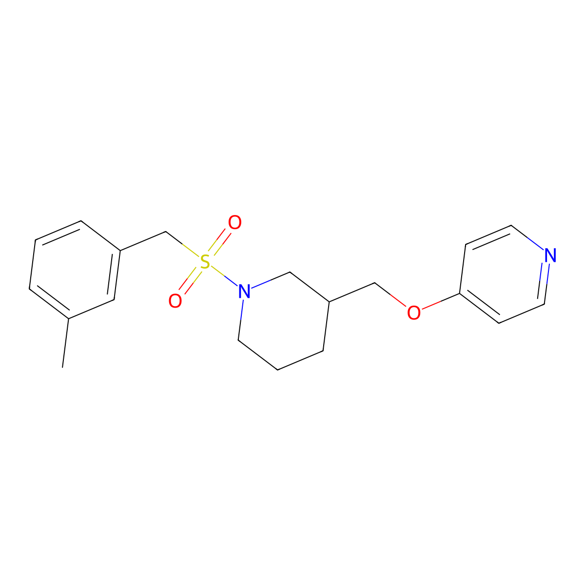 4-({1-[(3-Methylphenyl)methanesulfonyl]piperidin-3-yl}methoxy)pyridine molecular structure, CAS 2379997-54-1