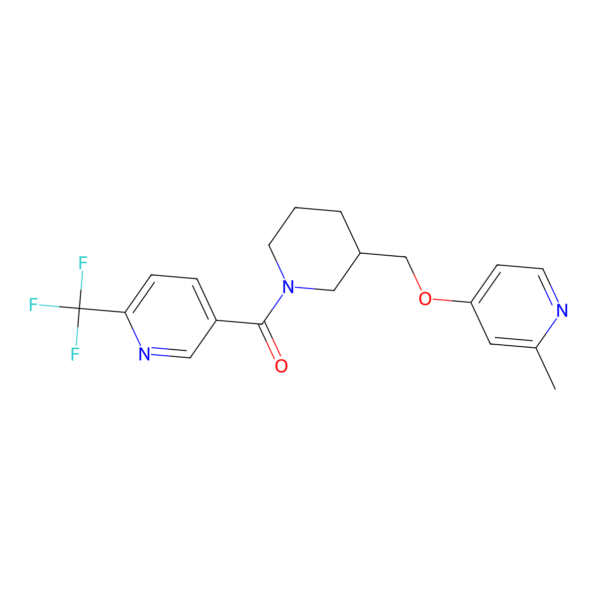 5-(3-{[(2-Methylpyridin-4-yl)oxy]methyl}piperidine-1-carbonyl)-2-(trifluoromethyl)pyridine molecular structure, CAS 2379997-67-6