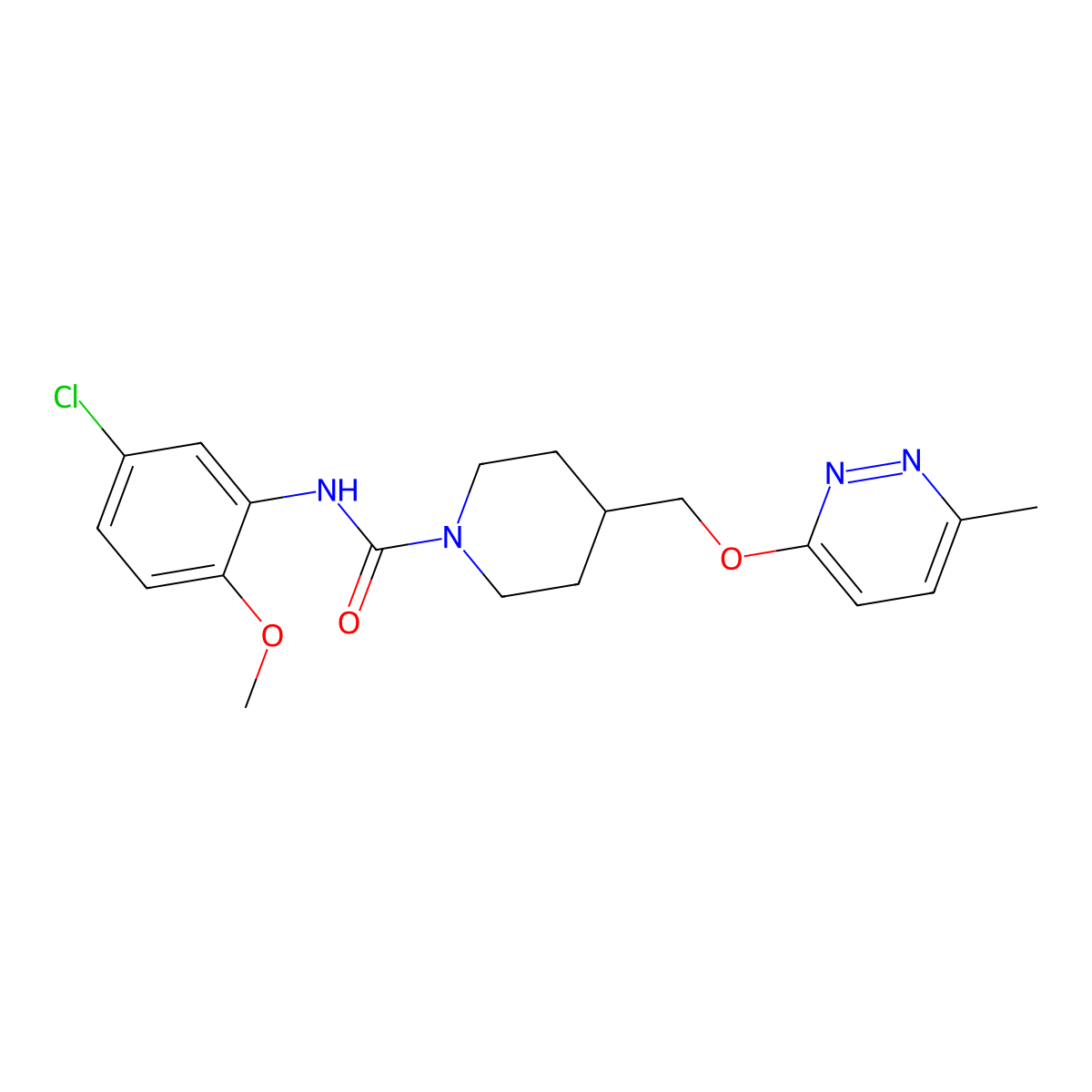 N-(5-chloro-2-methoxyphenyl)-4-{[(6-methylpyridazin-3-yl)oxy]methyl}piperidine-1-carboxamide molecular structure, CAS 2379997-72-3