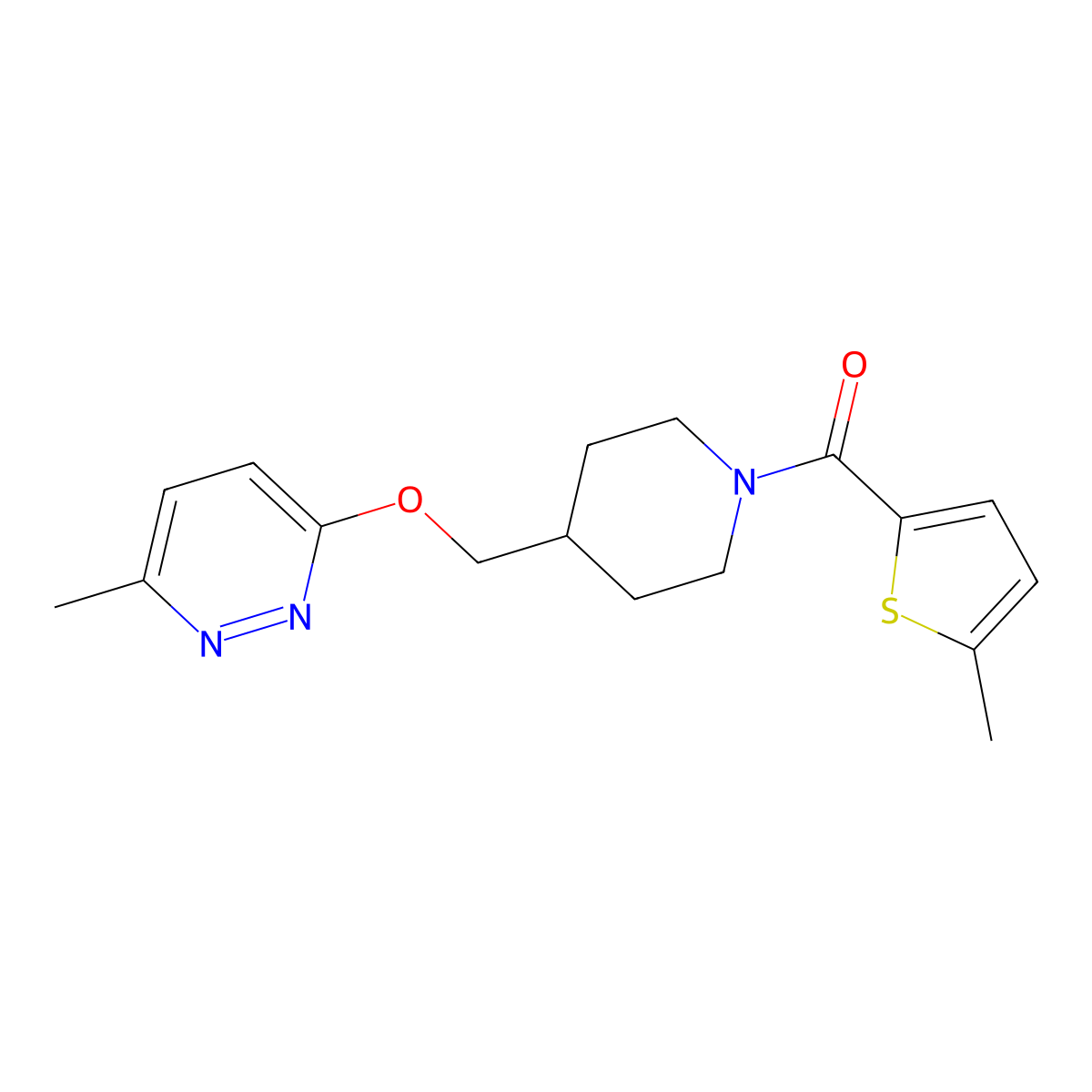 3-Methyl-6-{[1-(5-methylthiophene-2-carbonyl)piperidin-4-yl]methoxy}pyridazine molecular structure, CAS 2379997-73-4