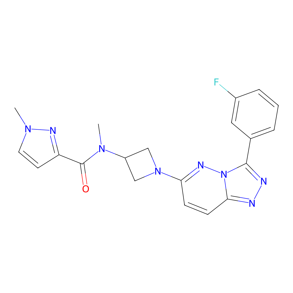 N-{1-[3-(3-fluorophenyl)-[1,2,4]triazolo[4,3-b]pyridazin-6-yl]azetidin-3-yl}-N,1-dimethyl-1H-pyrazole-3-carboxamide molecular structure, CAS 2379997-74-5