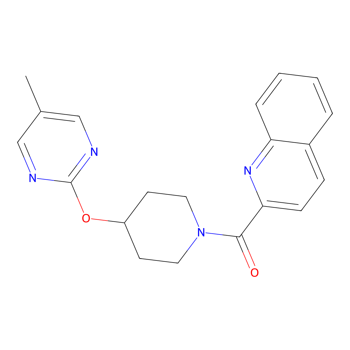 2-{4-[(5-Methylpyrimidin-2-yl)oxy]piperidine-1-carbonyl}quinoline molecular structure, CAS 2379997-80-3