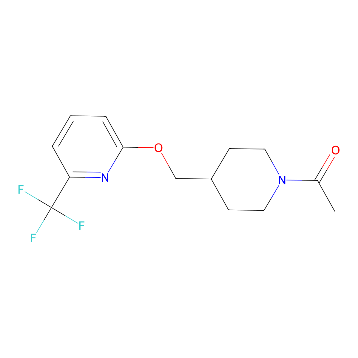 1-[4-({[6-(Trifluoromethyl)pyridin-2-yl]oxy}methyl)piperidin-1-yl]ethan-1-one molecular structure, CAS 2379997-82-5