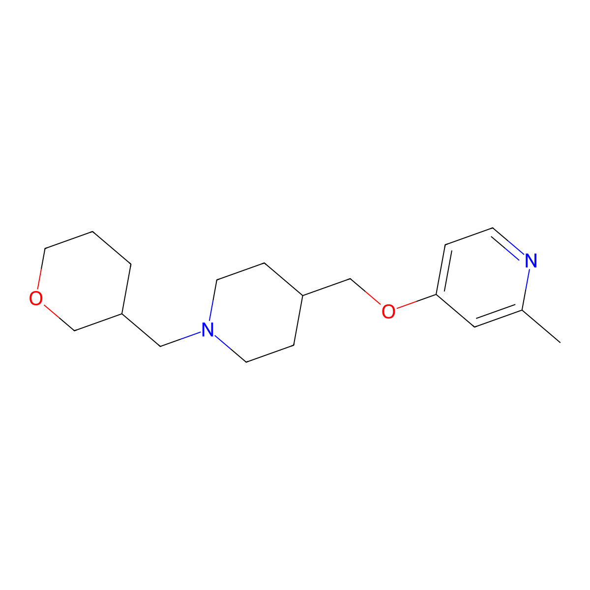 2-Methyl-4-({1-[(oxan-3-yl)methyl]piperidin-4-yl}methoxy)pyridine molecular structure, CAS 2379997-84-7