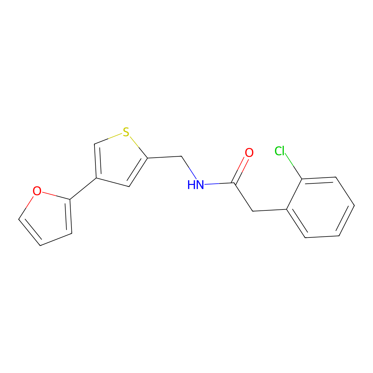2-(2-chlorophenyl)-N-{[4-(furan-2-yl)thiophen-2-yl]methyl}acetamide molecular structure, CAS 2379997-86-9