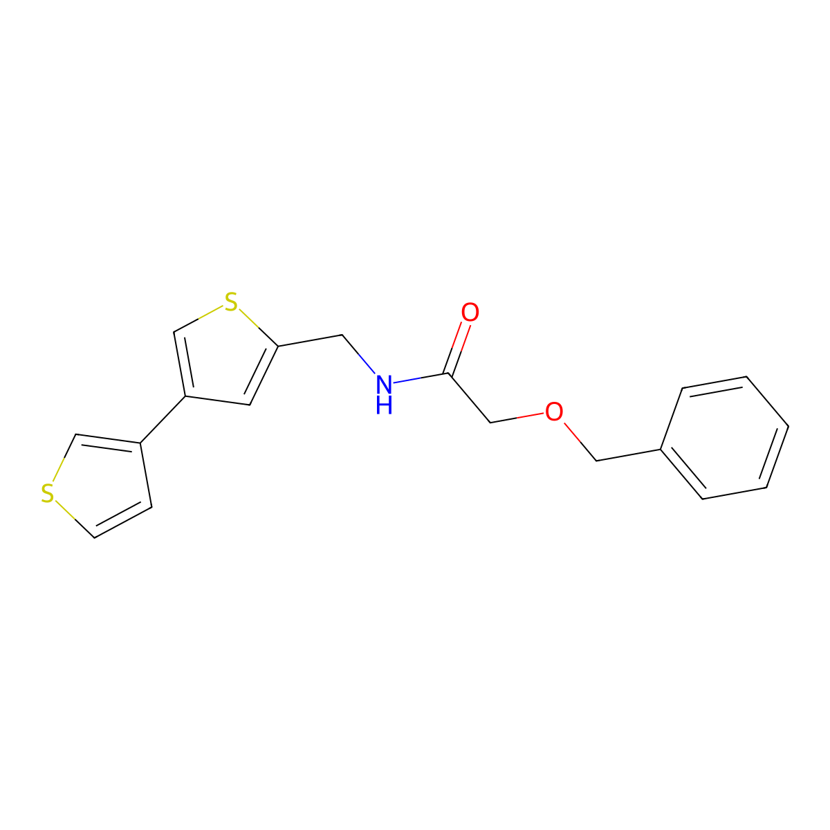 2-(benzyloxy)-N-({[3,3'-bithiophene]-5-yl}methyl)acetamide molecular structure, CAS 2379997-89-2