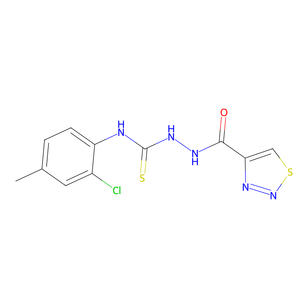 N-{[(2-chloro-4-methylphenyl)carbamothioyl]amino}-1,2,3-thiadiazole-4-carboxamide molecular structure, CAS 2379997-91-6