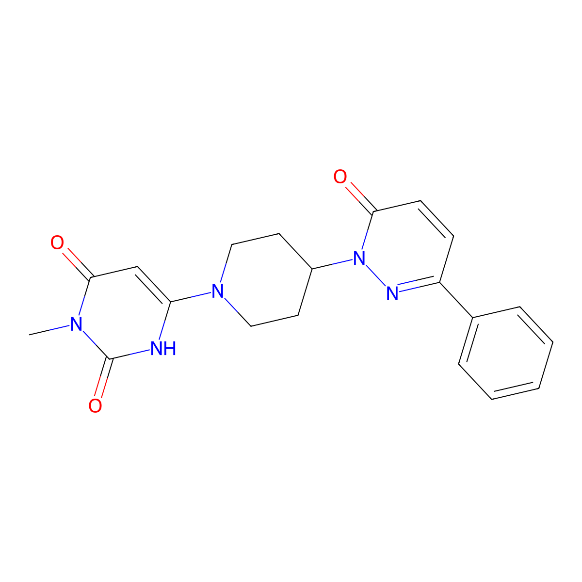 3-Methyl-6-[4-(6-oxo-3-phenylpyridazin-1-yl)piperidin-1-yl]-1H-pyrimidine-2,4-dione molecular structure, CAS 2379997-94-9