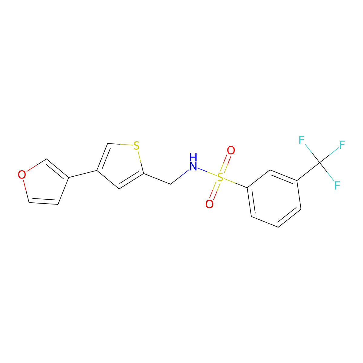 N-{[4-(furan-3-yl)thiophen-2-yl]methyl}-3-(trifluoromethyl)benzene-1-sulfonamide molecular structure, CAS 2379997-95-0