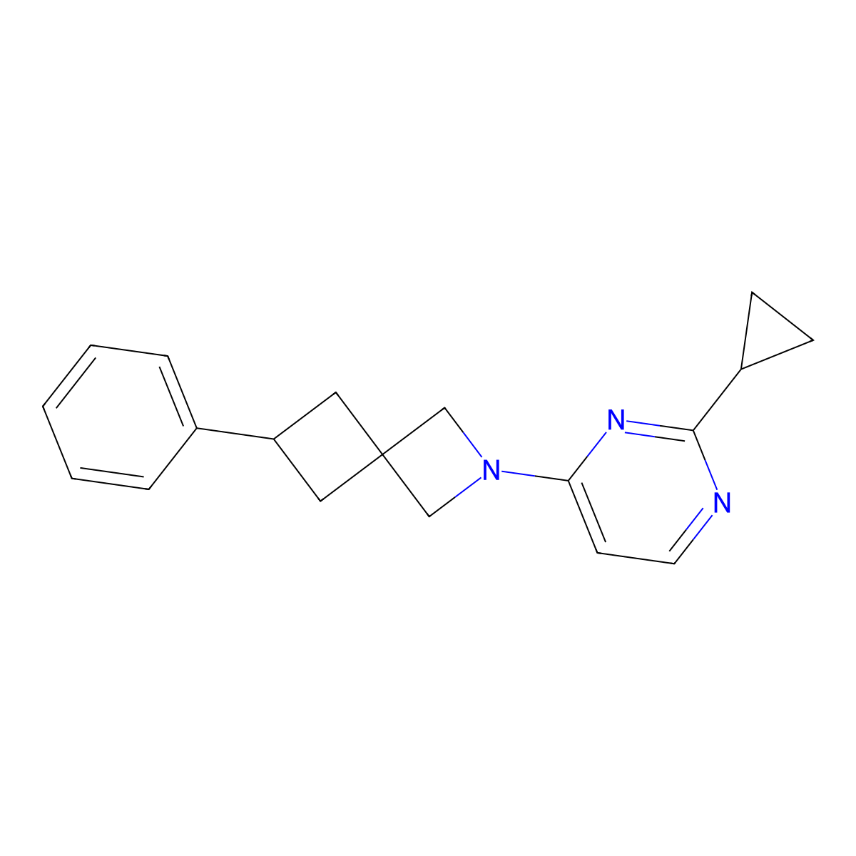 2-(2-Cyclopropylpyrimidin-4-yl)-6-phenyl-2-azaspiro[3.3]heptane molecular structure, CAS 2379997-96-1