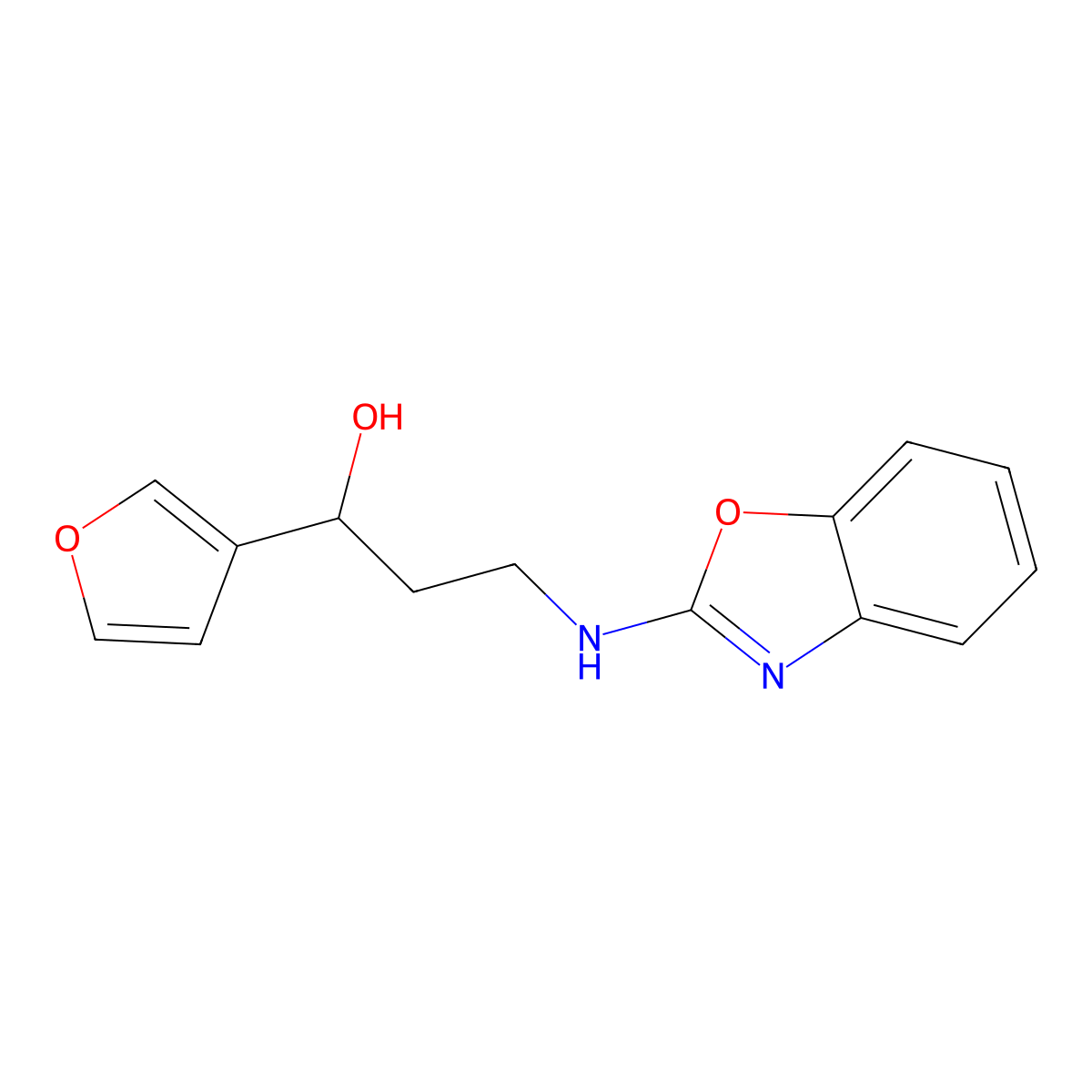 3-[(1,3-Benzoxazol-2-yl)amino]-1-(furan-3-yl)propan-1-ol molecular structure, CAS 2379997-97-2