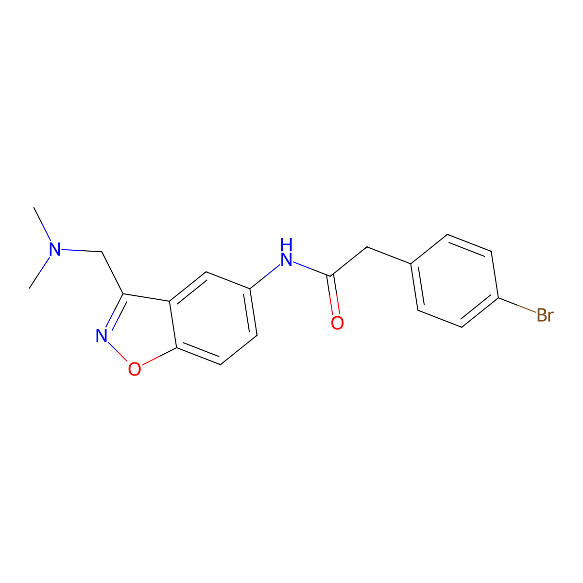 2-(4-bromophenyl)-N-{3-[(dimethylamino)methyl]-1,2-benzoxazol-5-yl}acetamide molecular structure, CAS 2379998-04-4