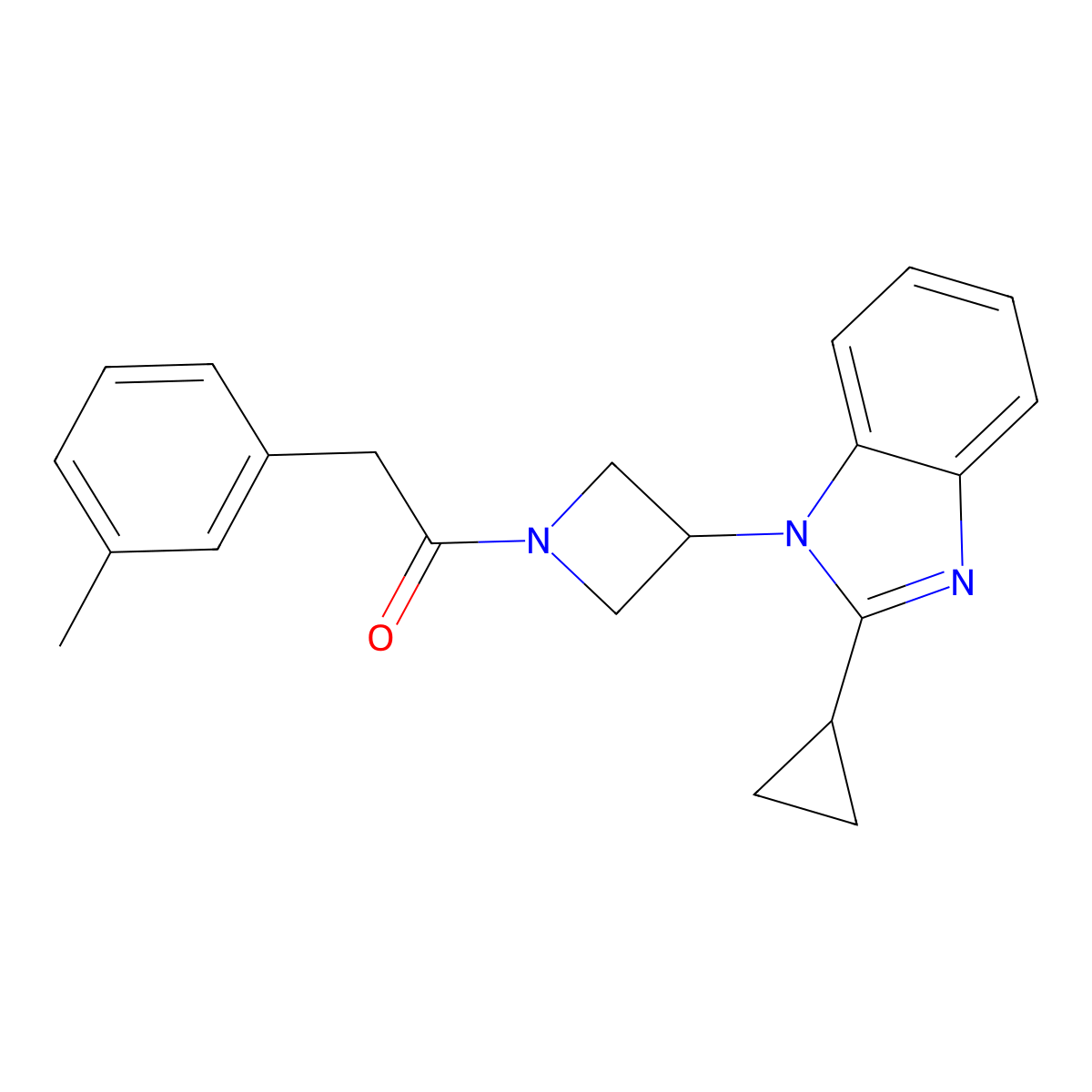 1-[3-(2-cyclopropyl-1H-1,3-benzodiazol-1-yl)azetidin-1-yl]-2-(3-methylphenyl)ethan-1-one molecular structure, CAS 2379998-05-5