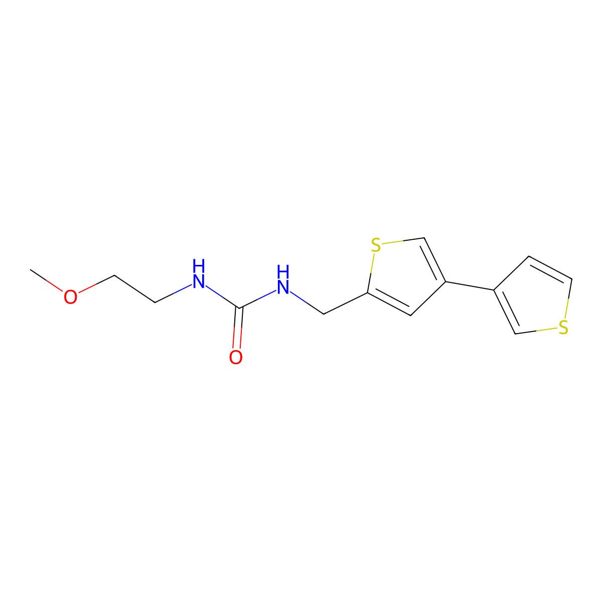 1-({[3,3'-Bithiophene]-5-yl}methyl)-3-(2-methoxyethyl)urea molecular structure, CAS 2379998-06-6