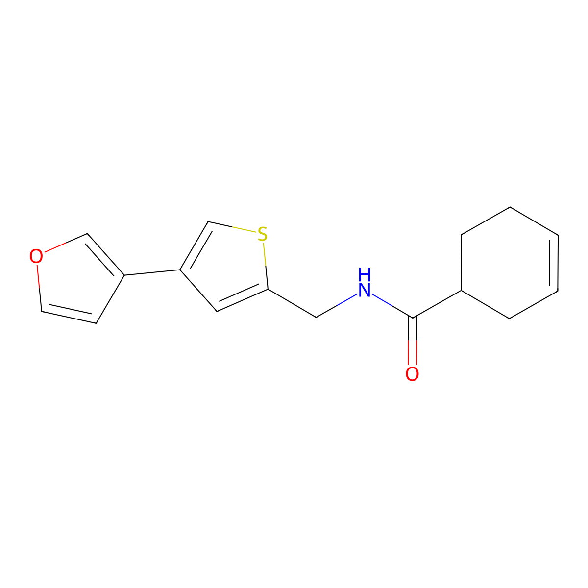 N-{[4-(furan-3-yl)thiophen-2-yl]methyl}cyclohex-3-ene-1-carboxamide molecular structure, CAS 2379998-11-3