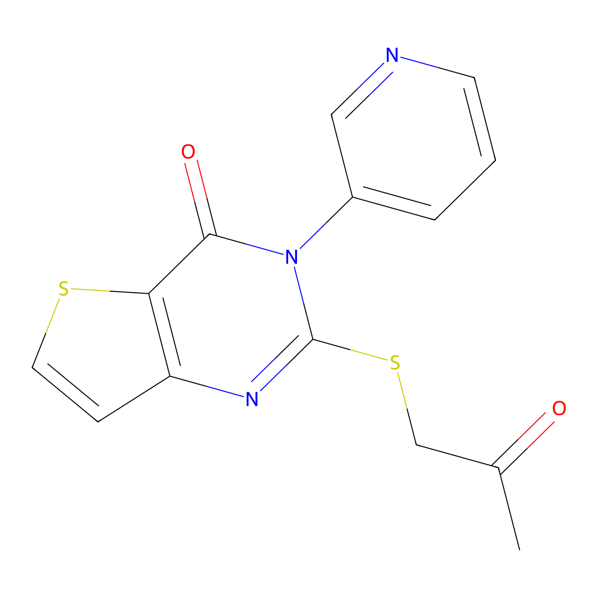 2-[(2-oxopropyl)sulfanyl]-3-(pyridin-3-yl)-3H,4H-thieno[3,2-d]pyrimidin-4-one molecular structure, CAS 2379998-14-6