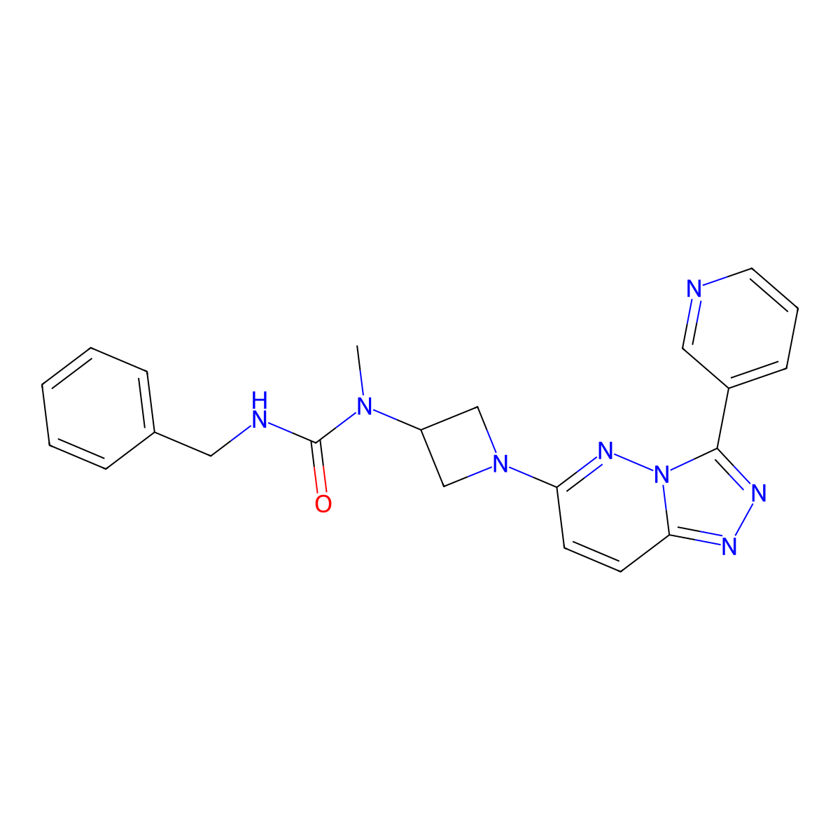 1-Benzyl-3-methyl-3-{1-[3-(pyridin-3-yl)-[1,2,4]triazolo[4,3-b]pyridazin-6-yl]azetidin-3-yl}urea molecular structure, CAS 2379998-16-8