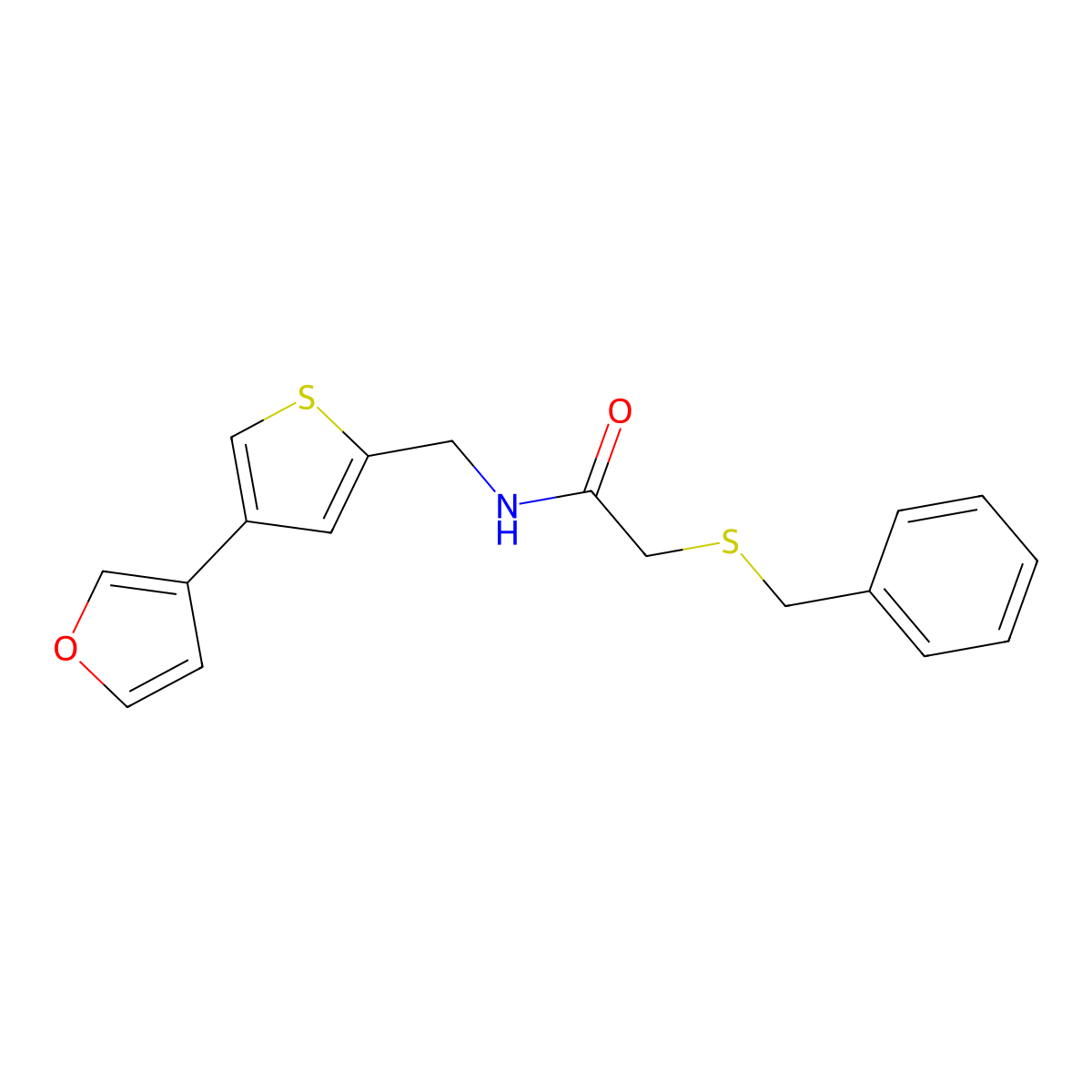 2-(benzylsulfanyl)-N-{[4-(furan-3-yl)thiophen-2-yl]methyl}acetamide molecular structure, CAS 2379998-18-0