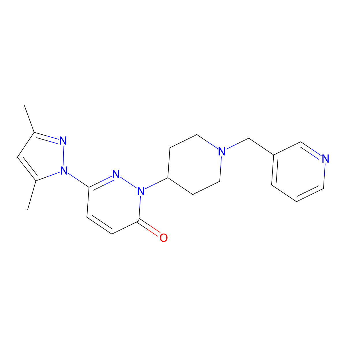 6-(3,5-dimethyl-1H-pyrazol-1-yl)-2-{1-[(pyridin-3-yl)methyl]piperidin-4-yl}-2,3-dihydropyridazin-3-one molecular structure, CAS 2379998-20-4