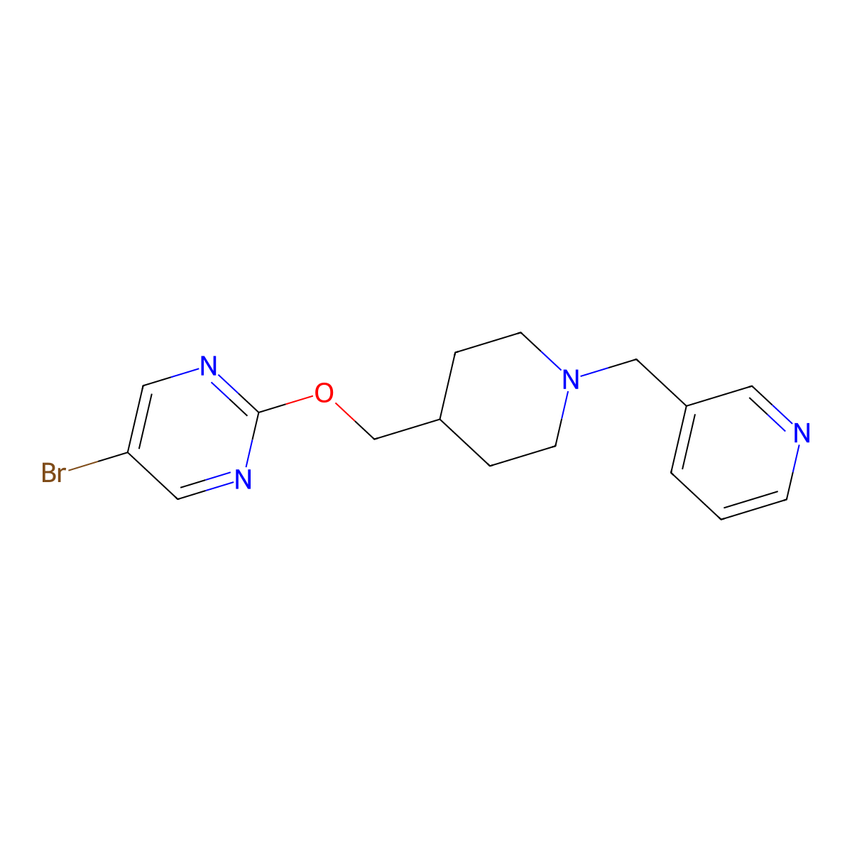 5-Bromo-2-({1-[(pyridin-3-yl)methyl]piperidin-4-yl}methoxy)pyrimidine molecular structure, CAS 2379998-24-8