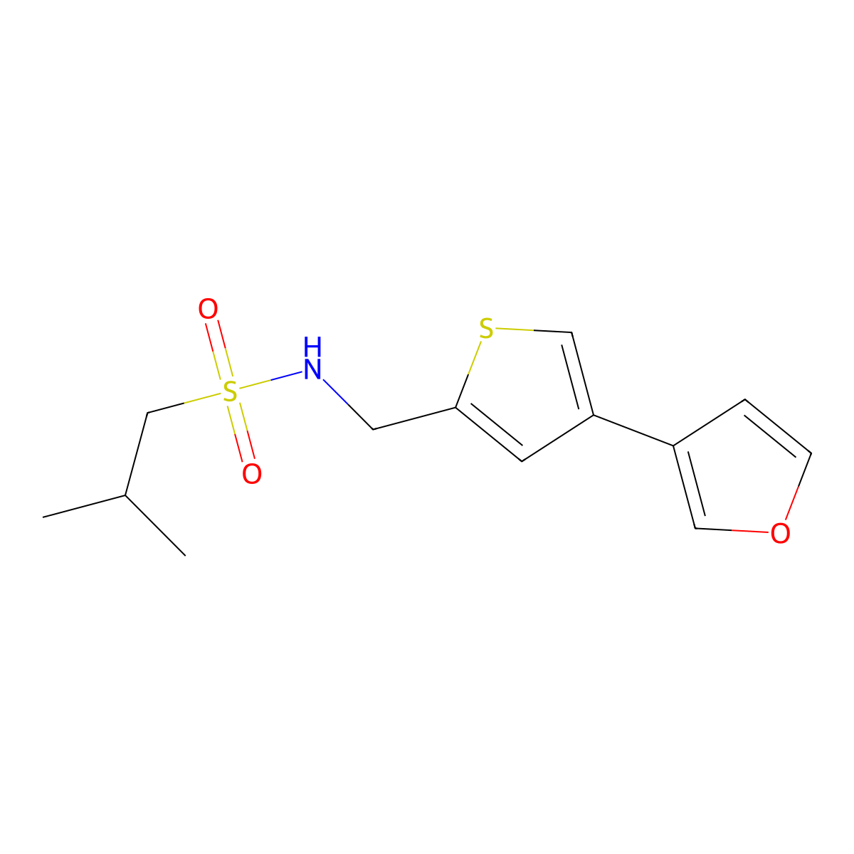N-{[4-(furan-3-yl)thiophen-2-yl]methyl}-2-methylpropane-1-sulfonamide molecular structure, CAS 2379998-25-9