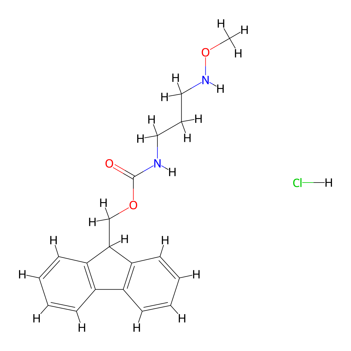 (9H-fluoren-9-yl)methyl N-[3-(methoxyamino)propyl]carbamate hydrochloride molecular structure, CAS 2380001-48-7