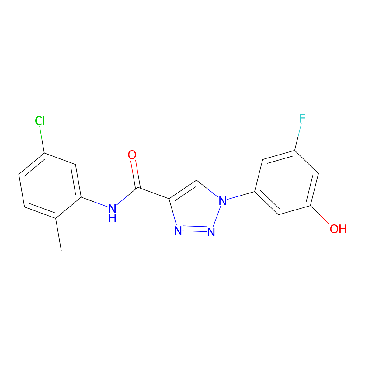 N-(5-chloro-2-methylphenyl)-1-(3-fluoro-5-hydroxyphenyl)triazole-4-carboxamide molecular structure, CAS 2380001-61-4