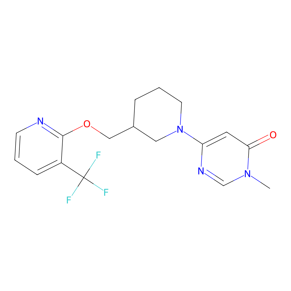 3-Methyl-6-[3-({[3-(trifluoromethyl)pyridin-2-yl]oxy}methyl)piperidin-1-yl]-3,4-dihydropyrimidin-4-one molecular structure, CAS 2380008-63-7