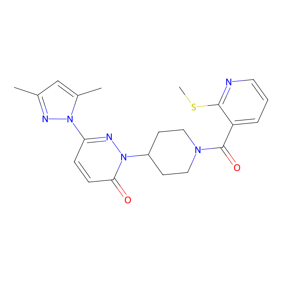 6-(3,5-dimethyl-1H-pyrazol-1-yl)-2-{1-[2-(methylsulfanyl)pyridine-3-carbonyl]piperidin-4-yl}-2,3-dihydropyridazin-3-one molecular structure, CAS 2380008-65-9