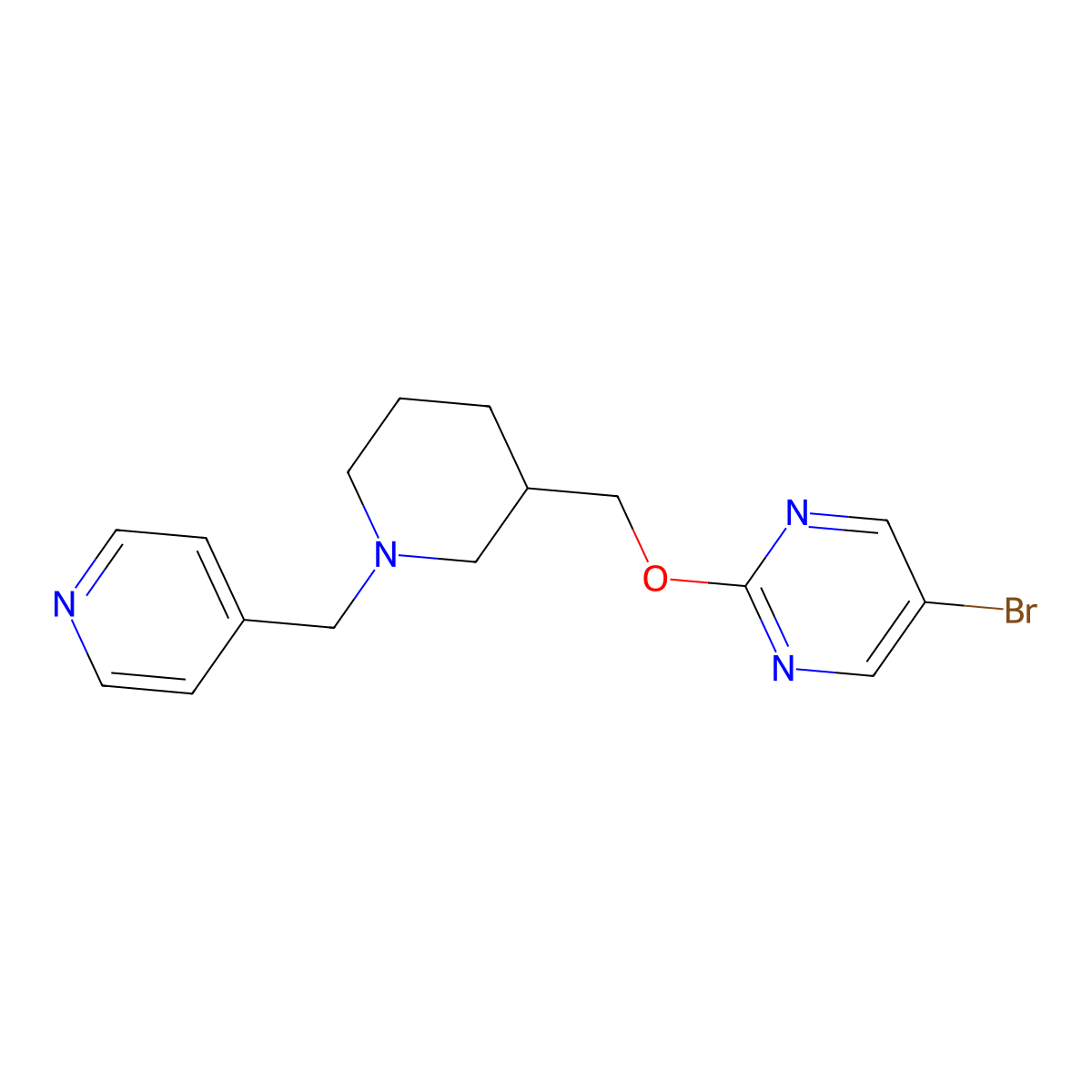 5-Bromo-2-({1-[(pyridin-4-yl)methyl]piperidin-3-yl}methoxy)pyrimidine molecular structure, CAS 2380008-66-0