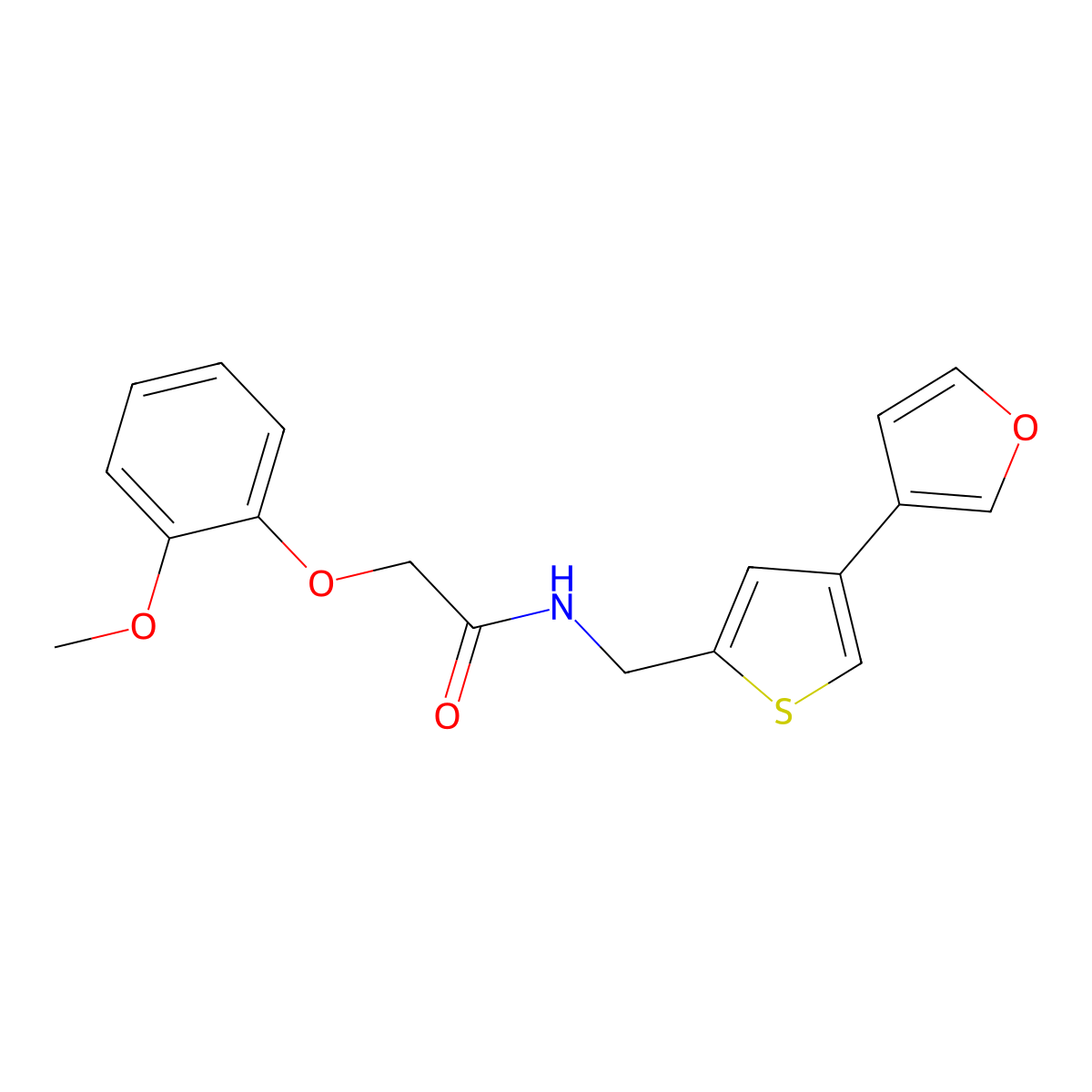 N-{[4-(furan-3-yl)thiophen-2-yl]methyl}-2-(2-methoxyphenoxy)acetamide molecular structure, CAS 2380008-68-2