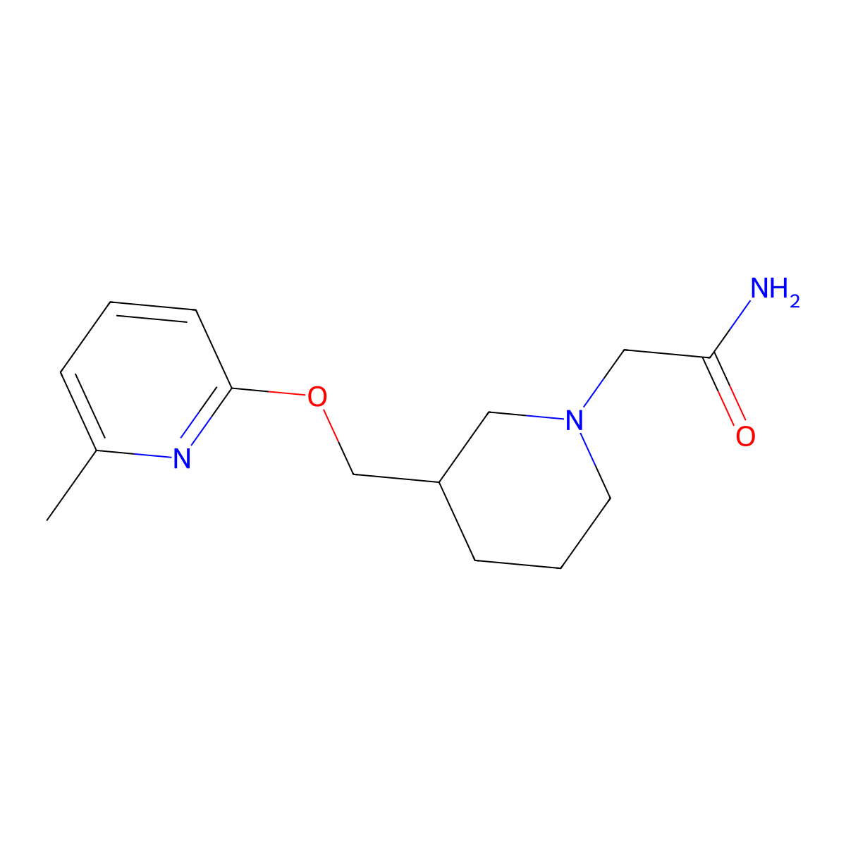 2-(3-{[(6-Methylpyridin-2-yl)oxy]methyl}piperidin-1-yl)acetamide molecular structure, CAS 2380008-70-6