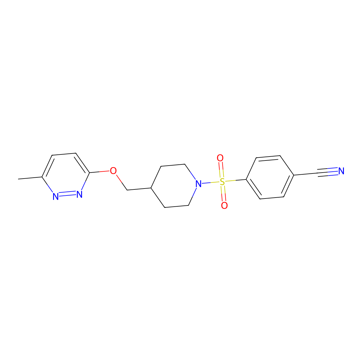 4-[(4-{[(6-Methylpyridazin-3-yl)oxy]methyl}piperidin-1-yl)sulfonyl]benzonitrile molecular structure, CAS 2380008-71-7