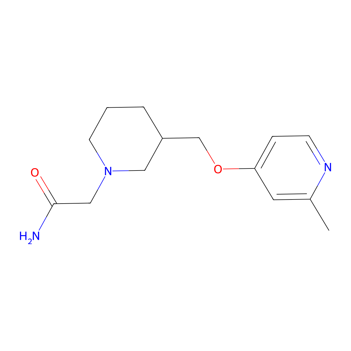 2-(3-{[(2-Methylpyridin-4-yl)oxy]methyl}piperidin-1-yl)acetamide molecular structure, CAS 2380008-75-1