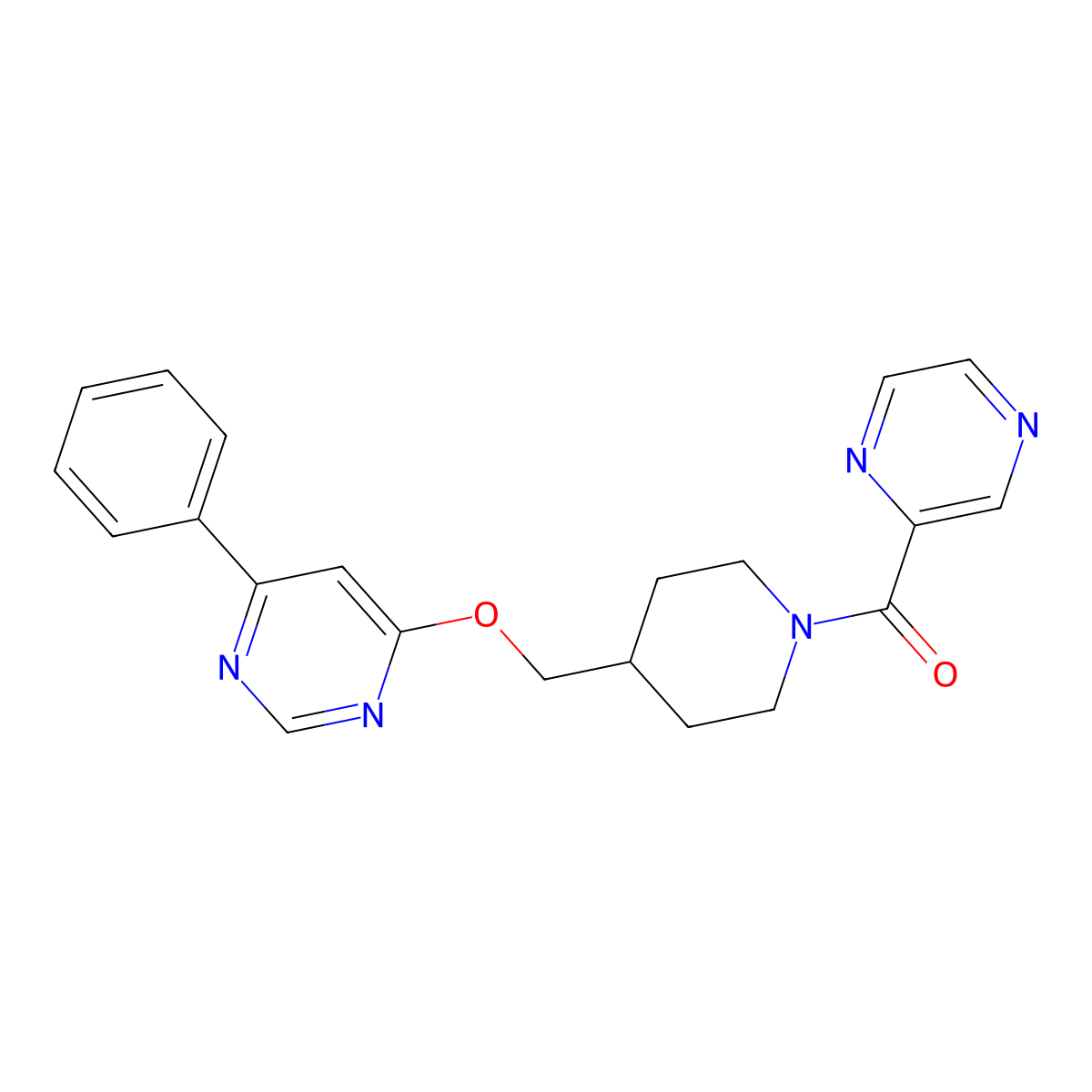 4-Phenyl-6-{[1-(pyrazine-2-carbonyl)piperidin-4-yl]methoxy}pyrimidine molecular structure, CAS 2380008-76-2
